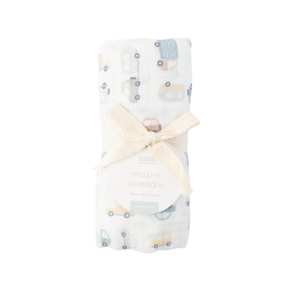 Sweet Pea series Muslin Swaddle - COOL CARS